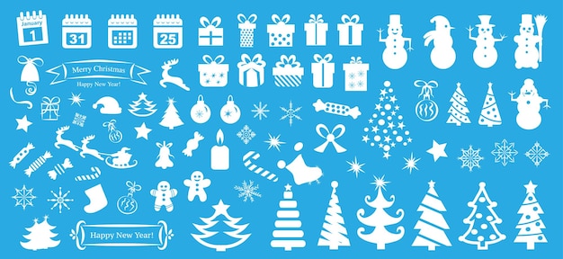 Ilustración vectorial del conjunto de iconos vectoriales de Navidad