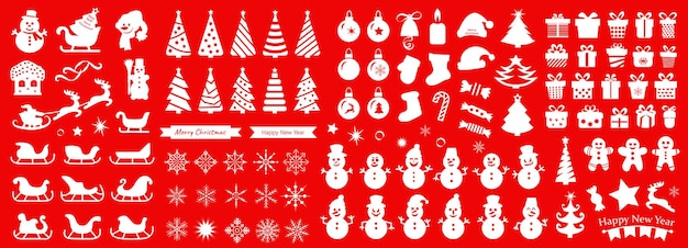 Ilustración vectorial del conjunto de iconos vectoriales de Navidad