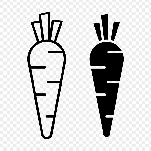 Ilustración vectorial del conjunto de iconos de zanahoria aislados en un fondo transparente