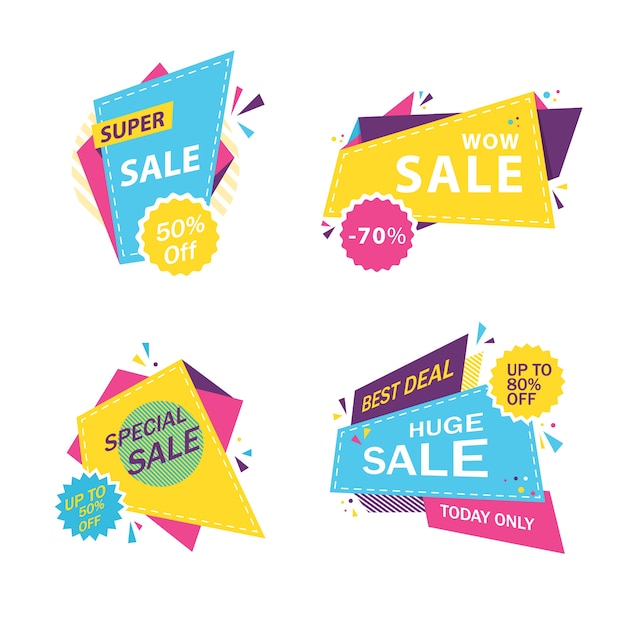 ilustración vectorial de conjunto de insignia de venta de descuento
