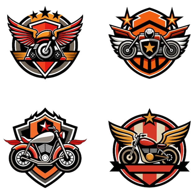Ilustración vectorial del conjunto de logotipos de motocicletas