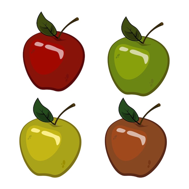 Vector ilustración vectorial conjunto de manzanas rojas y verdes