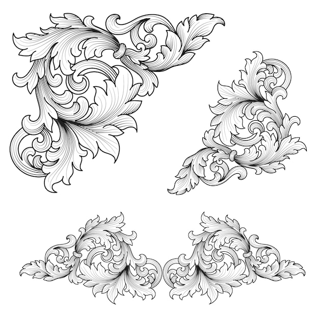 Ilustración vectorial de un conjunto de marcos de esquina decorativos Dibujado a mano de las esquinas Diferentes formas Flor