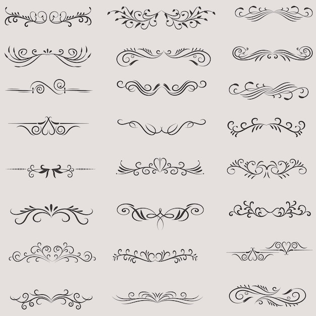 Ilustración vectorial de un conjunto de marcos de esquina decorativos Dibujo a mano de las esquinas Diferentes formas Flor