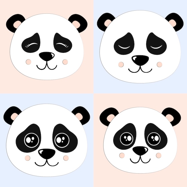Ilustración vectorial del conjunto Panda