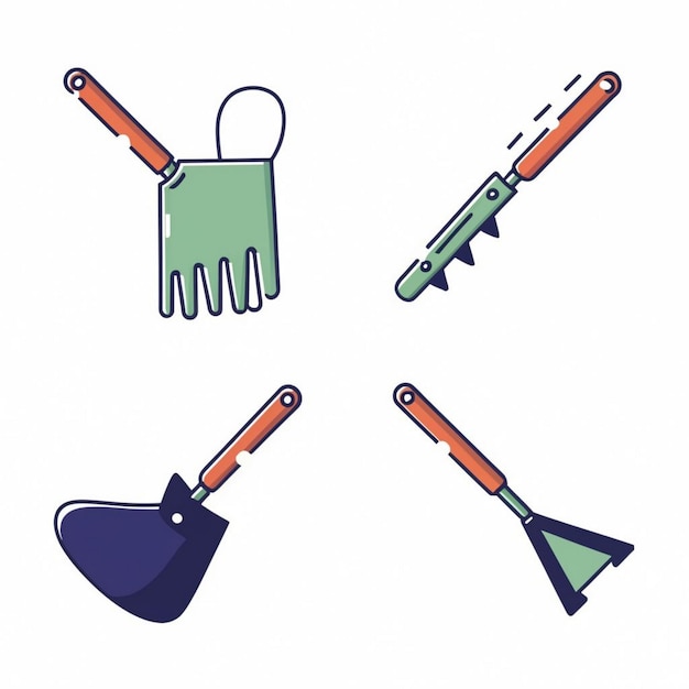 Ilustración vectorial del conjunto de plantación de Hoe