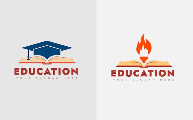 Vector ilustración vectorial del conjunto de plantillas de diseño de logotipos educativos