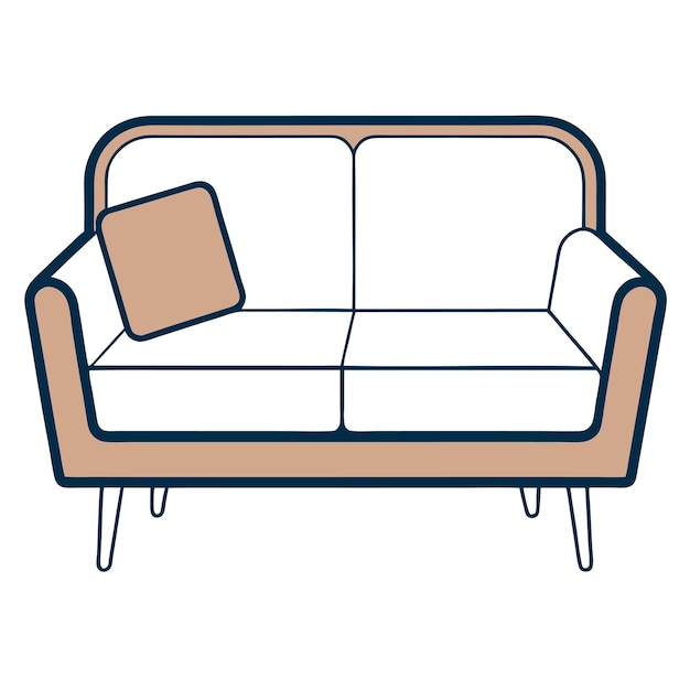 Ilustración vectorial del conjunto de sofá minimalista