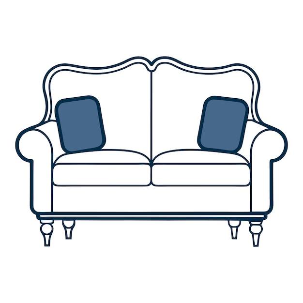Ilustración vectorial del conjunto de sofá minimalista