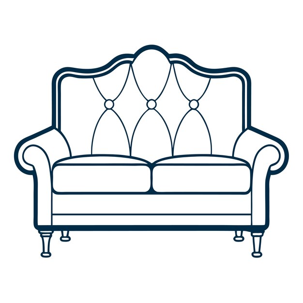 Ilustración vectorial del conjunto de sofá minimalista