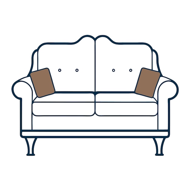 Ilustración vectorial del conjunto de sofá minimalista