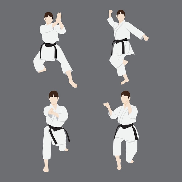 Vector ilustración vectorial del conjunto de taekwondo