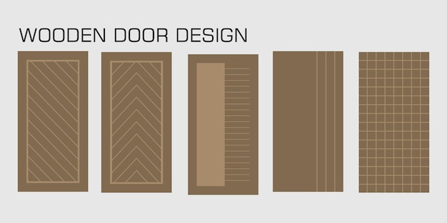 Ilustración vectorial de un conjunto de varios diseños de puertas de madera