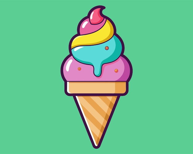 Ilustración vectorial del cono de helado de chocolate.