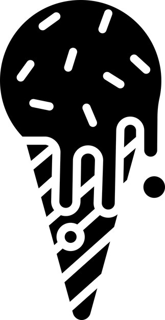 Ilustración vectorial de cono de helado sólido y glifo