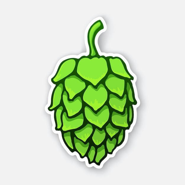 Ilustración vectorial Un cono verde de lúpulo Símbolo de bebida alcohólica