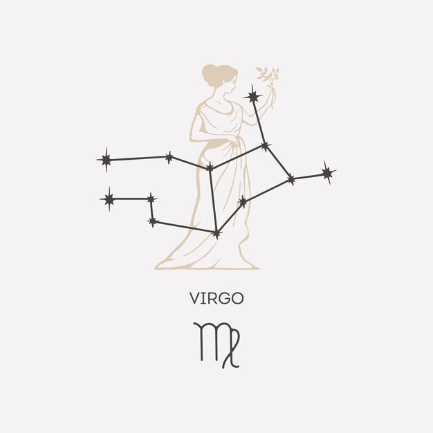 Vector ilustración vectorial de la constelación de virgo