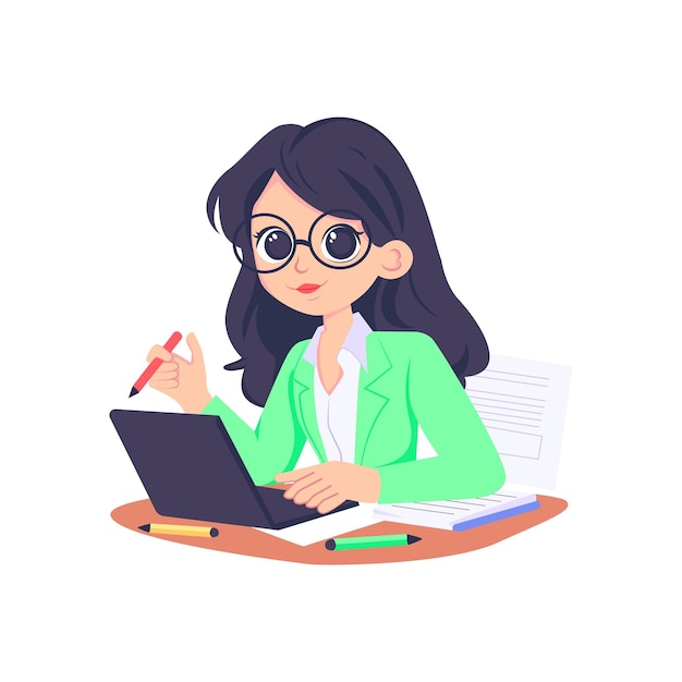 Ilustración vectorial de la contadora femenina en el archivo EPS 10