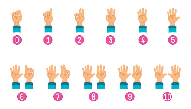 Ilustración vectorial de contar la mano