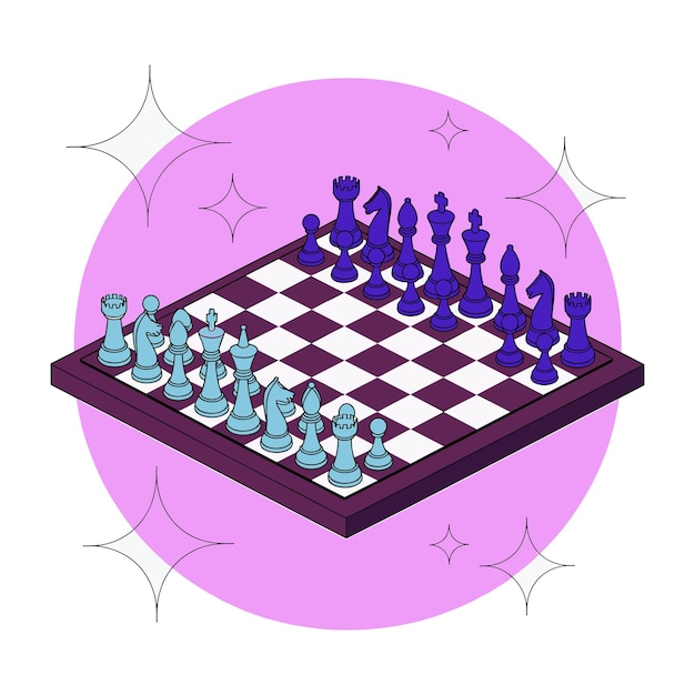 Ilustración vectorial contemporánea del tablero de ajedrez