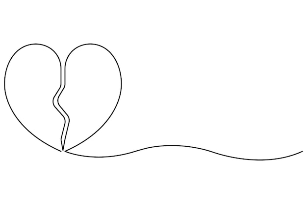 Ilustración vectorial continua dibujo artístico de una línea del diseño del corazón del contorno
