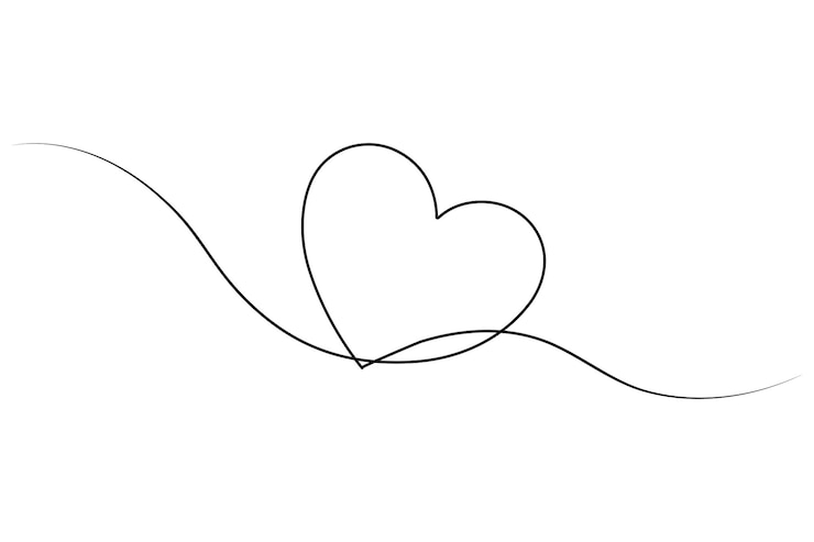 Vector ilustración vectorial continua dibujo artístico de una línea del diseño del corazón del contorno