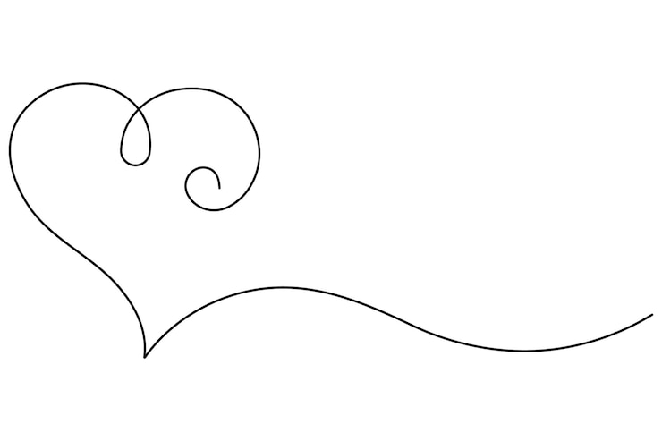 Vector ilustración vectorial continua dibujo artístico de una línea del diseño del corazón del contorno