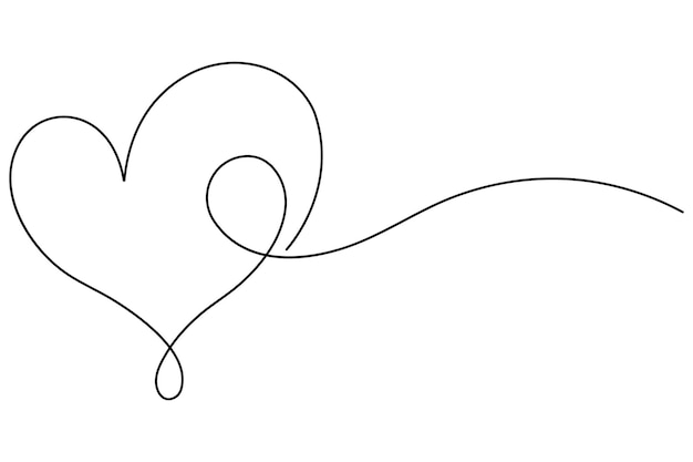 Ilustración vectorial continua dibujo artístico de una línea del diseño del corazón del contorno