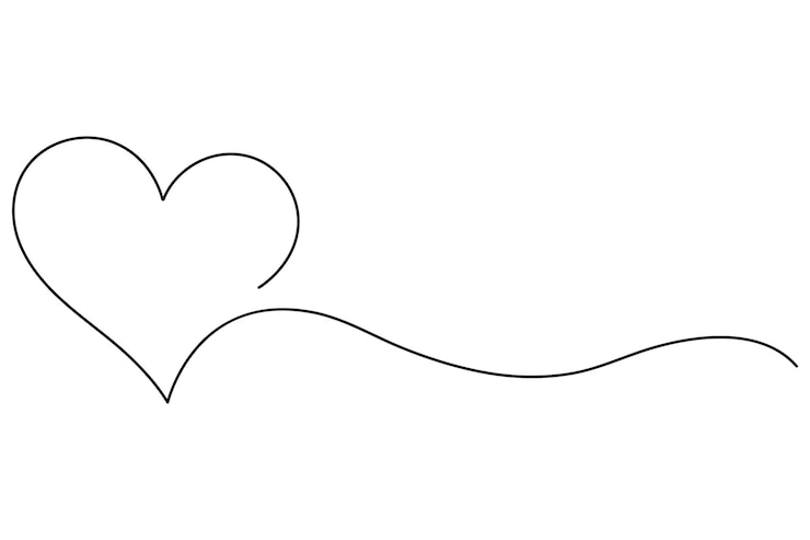 Vector ilustración vectorial continua dibujo artístico de una línea del diseño del corazón del contorno