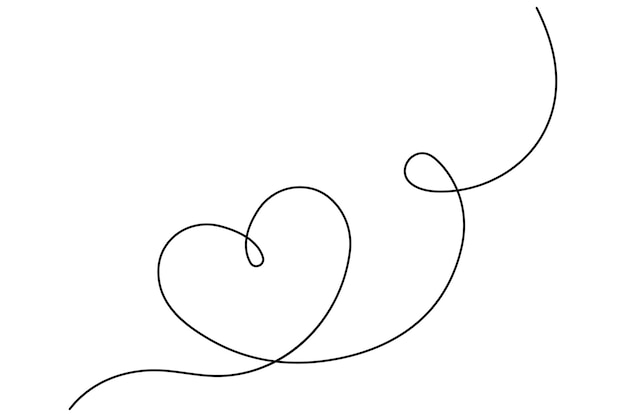 Ilustración vectorial continua dibujo artístico de una línea del diseño del corazón del contorno