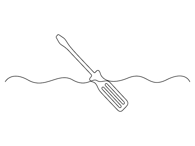 Ilustración vectorial continua de una línea del concepto de mecánica del destornillador