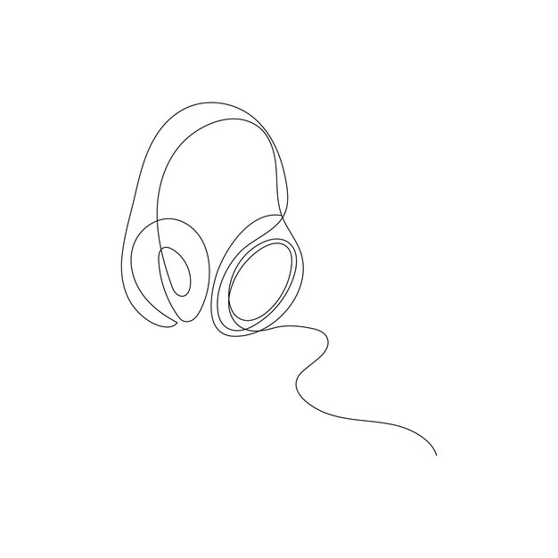 Ilustración vectorial continua de una línea del contorno del auricular del altavoz