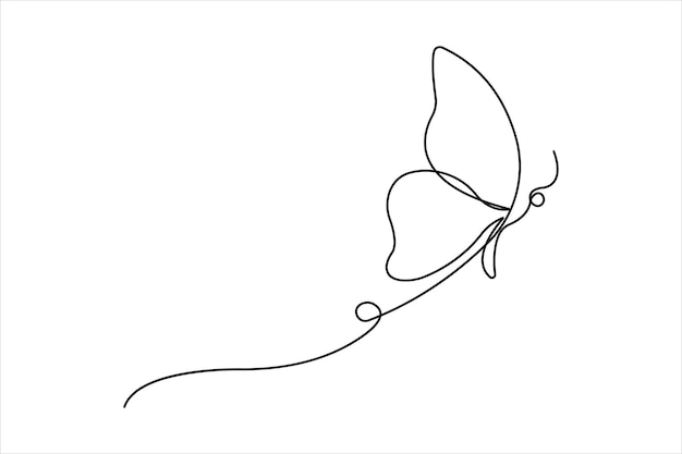 Ilustración vectorial continua de una línea de diseño de mariposa
