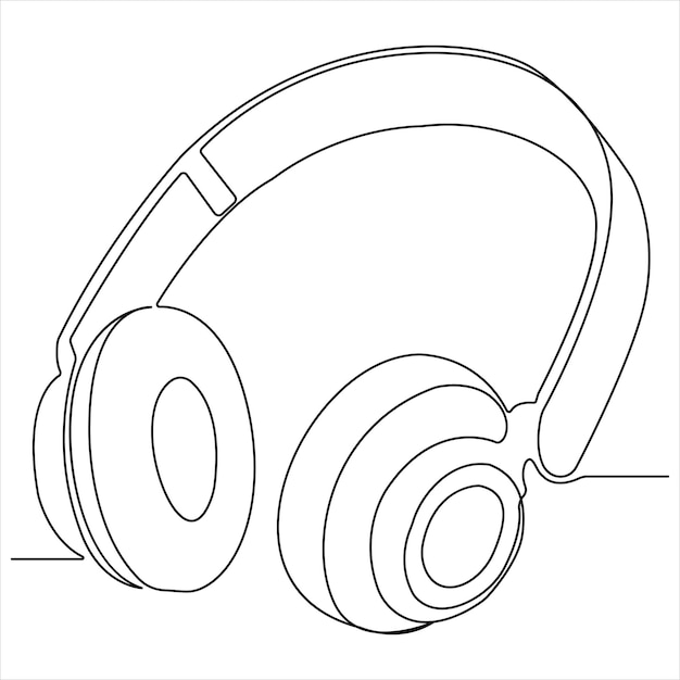 Ilustración vectorial continua de una sola línea del contorno del auricular