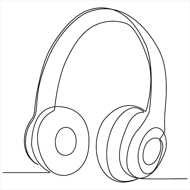 Ilustración vectorial continua de una sola línea del contorno del auricular