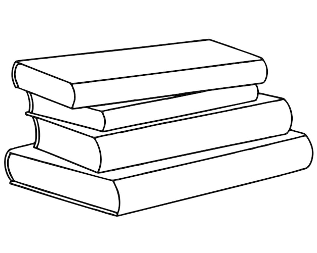 Ilustración vectorial continua de una sola línea de libros
