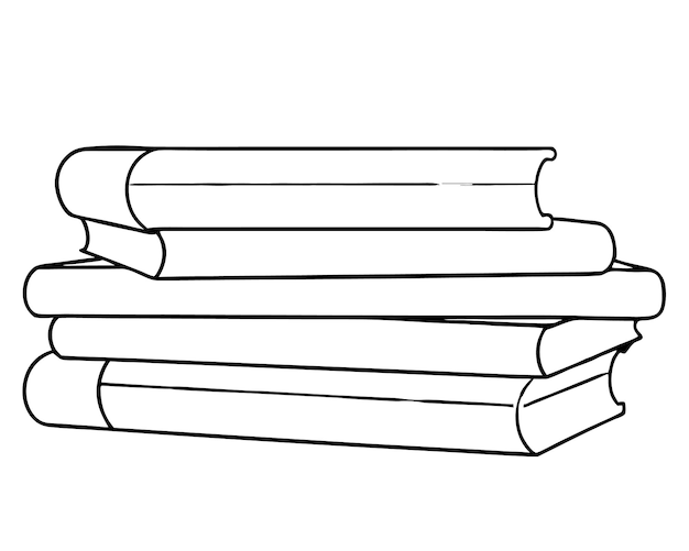 Ilustración vectorial continua de una sola línea de libros