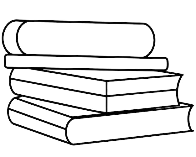 Ilustración vectorial continua de una sola línea de libros