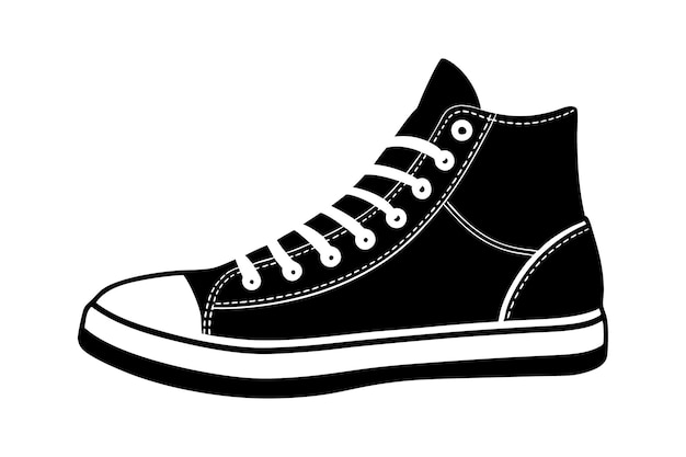 Ilustración vectorial continua de zapatillas HighTop SingleLine para calzado minimalista y moderno