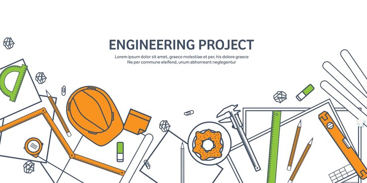 Vector ilustración vectorial de contorno alineado de ingeniería y arquitectura dibujo de software de portátil