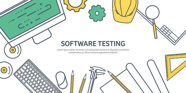 Vector ilustración vectorial de contorno alineado de ingeniería y arquitectura dibujo de software de portátil