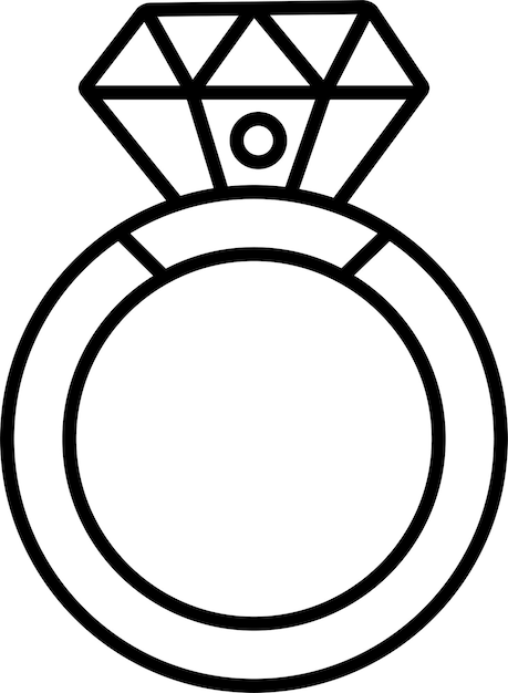 Ilustración vectorial del contorno de anillos sólidos de diamante