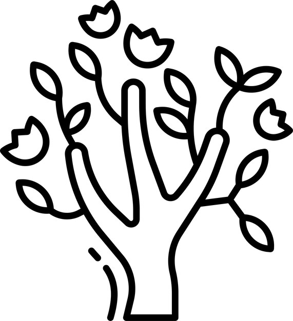 Ilustración vectorial del contorno del árbol de magnolia