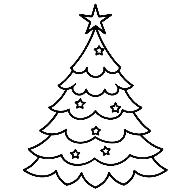Ilustración vectorial del contorno del árbol de Navidad