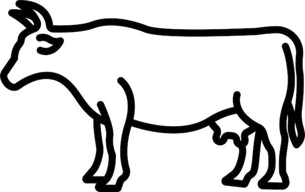 Vector ilustración vectorial del contorno de la cara sólida de la vaca