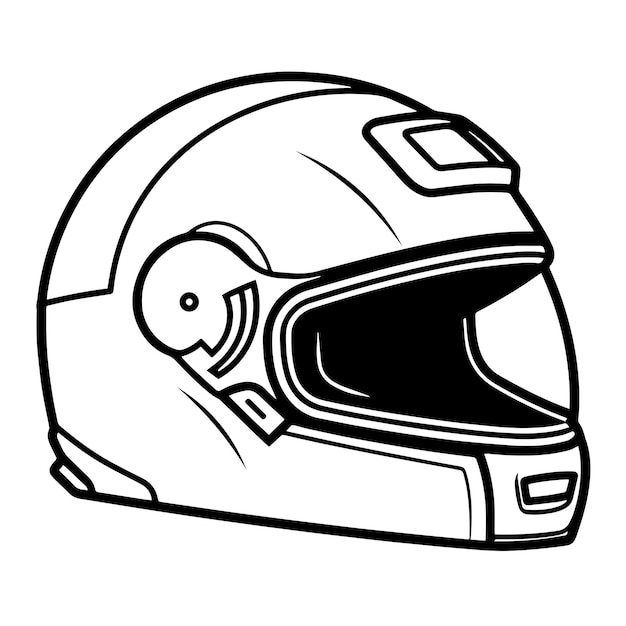 Ilustración vectorial del contorno de un casco de motocicleta minimalista