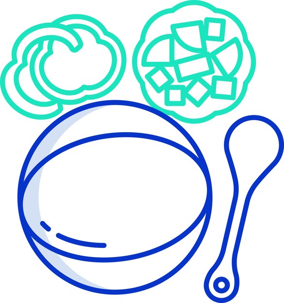 Ilustración vectorial de contorno de color de sopas sólidas de verduras