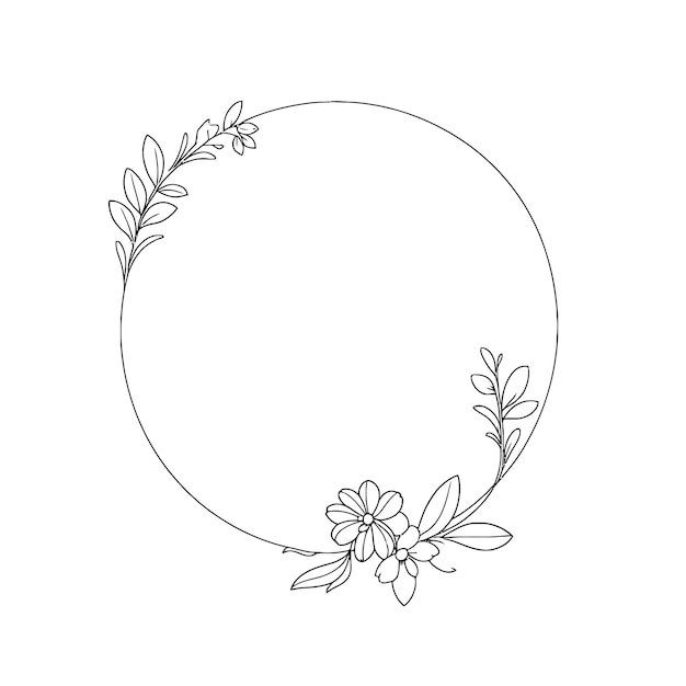 Ilustración vectorial del contorno de la corona de flores silvestres
