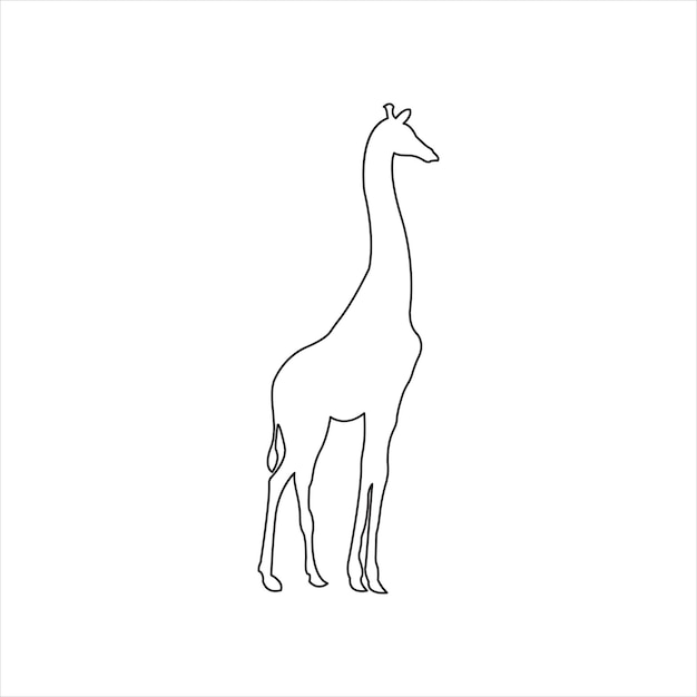 Ilustración vectorial de contorno dibujada a mano del icono de la jirafa