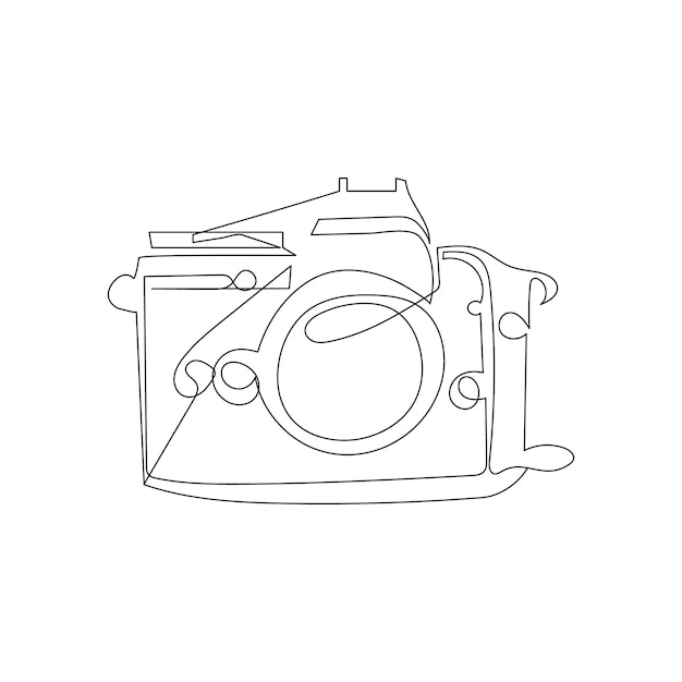 Ilustración vectorial de contorno de dibujo continuo de una línea de la cámara